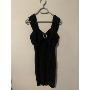 Vintage black dress with jeweled center piece